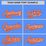 Custom Powder Blue Orange and Purple Raglan Sleeves Authentic Baseball Jersey