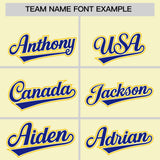Custom Cream Gold and Royal Raglan Sleeves Authentic Baseball Jersey