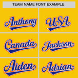Custom Gold Royal and Orange Raglan Sleeves Authentic Baseball Jersey