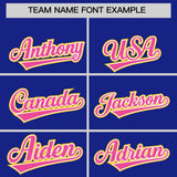 Custom Royal Gold and Pink Raglan Sleeves Authentic Baseball Jersey