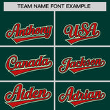 Custom Midnight Green Red and Cream Raglan Sleeves Authentic Baseball Jersey