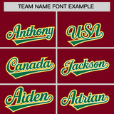 Custom Crimson Gold and Kelly Green Raglan Sleeves Authentic Baseball Jersey