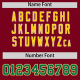 Custom Crimson Gold and Kelly Green Raglan Sleeves Authentic Baseball Jersey