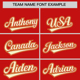 Custom Red Old Gold and Cream Raglan Sleeves Authentic Baseball Jersey