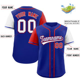 Custom Royal Red and White Raglan Sleeves Authentic Baseball Jersey