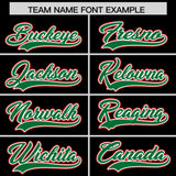 Custom Black Kelly Green and Red Raglan Sleeves Authentic Baseball Jersey