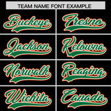 Custom Black Kelly Green and Orange Raglan Sleeves Authentic Baseball Jersey