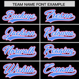 Custom Black Pink and Powder Blue Raglan Sleeves Authentic Baseball Jersey