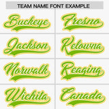 Custom White Neon Green and Gold Raglan Sleeves Authentic Baseball Jersey
