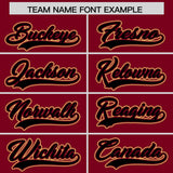 Custom Crimson Black and Khaki Raglan Sleeves Authentic Baseball Jersey