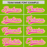 Custom Neon Green Gold and Pink Raglan Sleeves Authentic Baseball Jersey