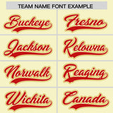 Custom Cream Red and Old Gold Raglan Sleeves Authentic Baseball Jersey