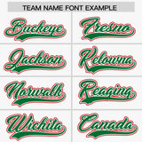 Custom White Kelly Green and Red Raglan Sleeves Authentic Baseball Jersey