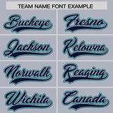 Custom Silver Navy and Aqua Raglan Sleeves Authentic Baseball Jersey