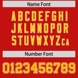 Custom Red Gold and White Raglan Sleeves Authentic Baseball Jersey