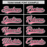 Custom Black Light Pink and White Raglan Sleeves Authentic Baseball Jersey