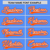 Custom Powder Blue Orange and Purple Raglan Sleeves Authentic Baseball Jersey