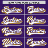 Custom Purple White and Gold Raglan Sleeves Authentic Baseball Jersey