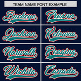 Custom Navy Aqua and Red Raglan Sleeves Authentic Baseball Jersey