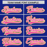Custom Royal Gold and Pink Raglan Sleeves Authentic Baseball Jersey