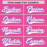 Custom Pink Powder Blue and White Raglan Sleeves Authentic Baseball Jersey
