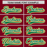 Custom Crimson Gold and Kelly Green Raglan Sleeves Authentic Baseball Jersey