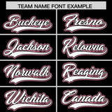 Custom Black Light Pink and White Raglan Sleeves Authentic Baseball Jersey