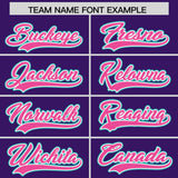 Custom Purple Aqua and Pink Raglan Sleeves Authentic Baseball Jersey