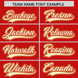 Custom Red Old Gold and Cream Raglan Sleeves Authentic Baseball Jersey