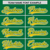 Custom Kelly Green White and Gold Raglan Sleeves Authentic Baseball Jersey