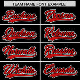 Custom Black Red and White Raglan Sleeves Authentic Baseball Jersey