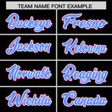 Custom Black Pink and Powder Blue Raglan Sleeves Authentic Baseball Jersey
