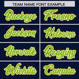 Custom Navy Neon Green and Gold Raglan Sleeves Authentic Baseball Jersey