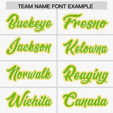 Custom White Neon Green and Gold Raglan Sleeves Authentic Baseball Jersey