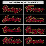 Custom Black Crimson and Khaki Raglan Sleeves Authentic Baseball Jersey