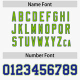 Custom White Royal and Neon Green Raglan Sleeves Authentic Baseball Jersey