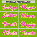 Custom Neon Green Gold and Pink Raglan Sleeves Authentic Baseball Jersey