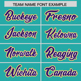 Custom Aqua Purple and Gold Raglan Sleeves Authentic Baseball Jersey