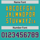 Custom Aqua Purple and Gold Raglan Sleeves Authentic Baseball Jersey