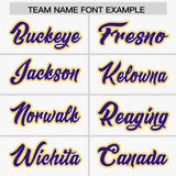 Custom White Purple and Gold Raglan Sleeves Authentic Baseball Jersey