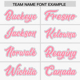 Custom White Silver and Light Pink Raglan Sleeves Authentic Baseball Jersey