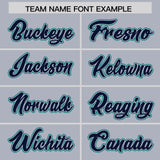 Custom Silver Navy and Aqua Raglan Sleeves Authentic Baseball Jersey