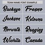 Custom Silver Black and White Raglan Sleeves Authentic Baseball Jersey