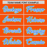 Custom Orange Powder Blue and Neon Green Raglan Sleeves Authentic Baseball Jersey