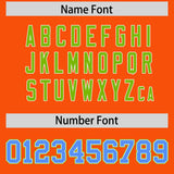 Custom Orange Powder Blue and Neon Green Raglan Sleeves Authentic Baseball Jersey