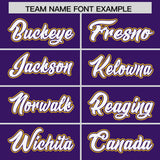 Custom Purple White and Gold Raglan Sleeves Authentic Baseball Jersey