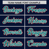 Custom Navy Aqua and Red Raglan Sleeves Authentic Baseball Jersey