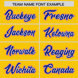 Custom Gold Royal and Orange Raglan Sleeves Authentic Baseball Jersey