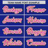 Custom Royal Gold and Pink Raglan Sleeves Authentic Baseball Jersey