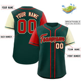 Custom Midnight Green Red and Cream Raglan Sleeves Authentic Baseball Jersey